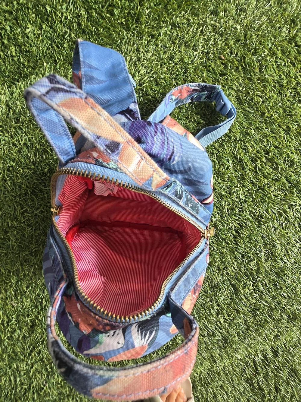 Herschel Supply Company Kids Floral Mini Backpack in Blue with Orange Accents